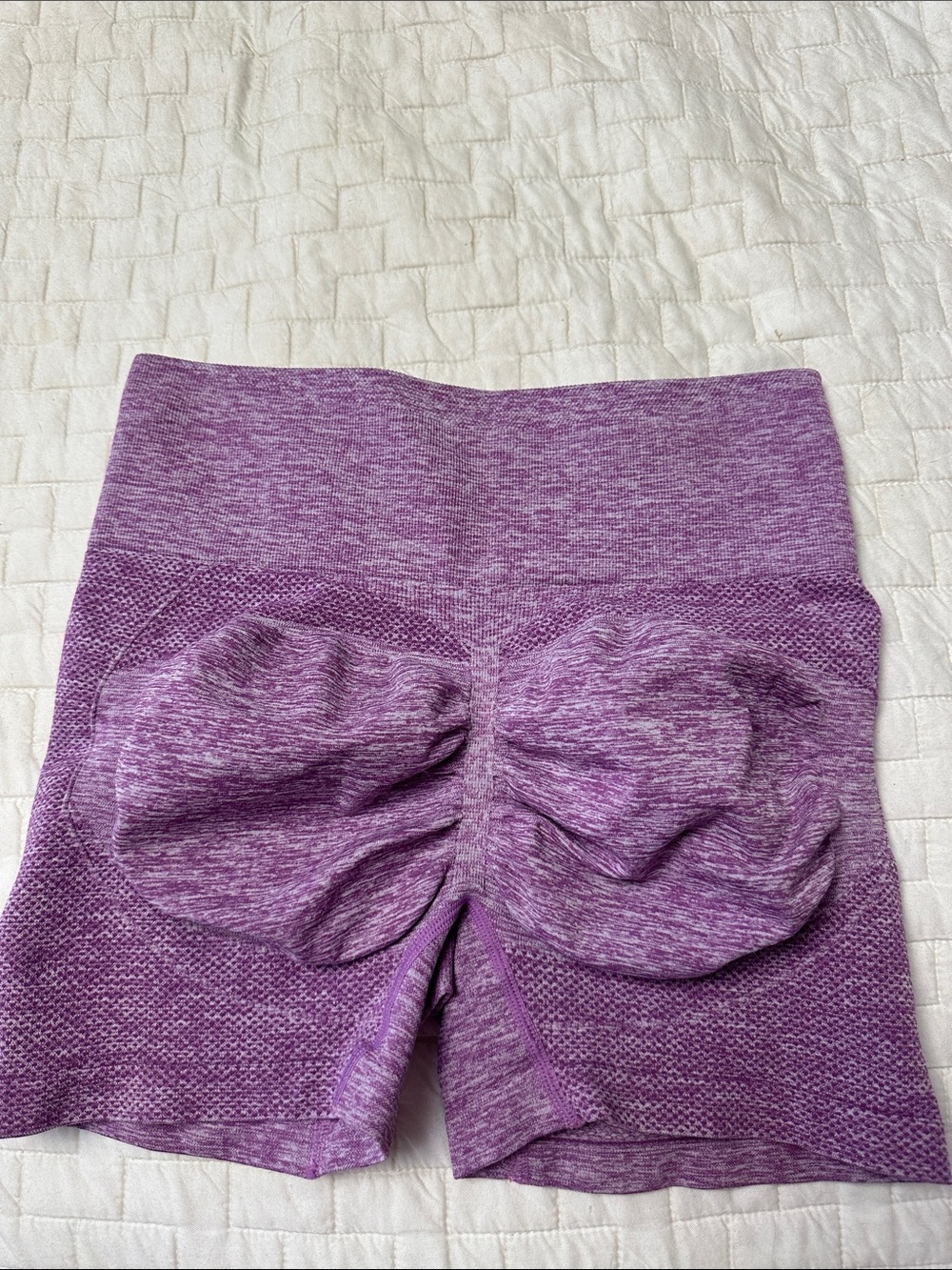 Purple Seamless High-Waist Scrunch Bike Shorts